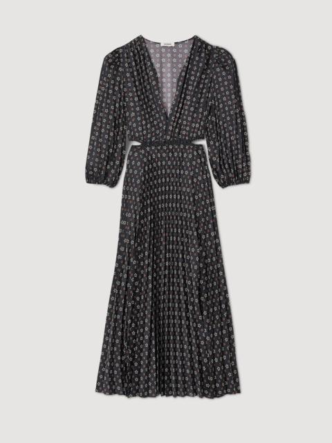 LONG PRINTED DRESS WITH PLEATS