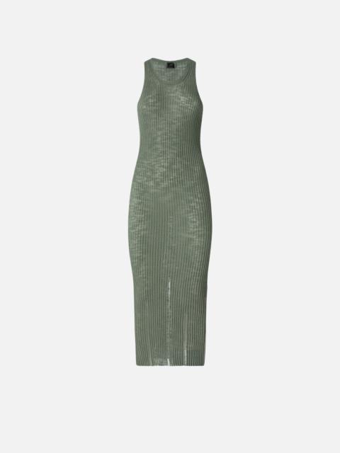 RIBBED SLIM-FIT MIDI DRESS WITH RIPS
