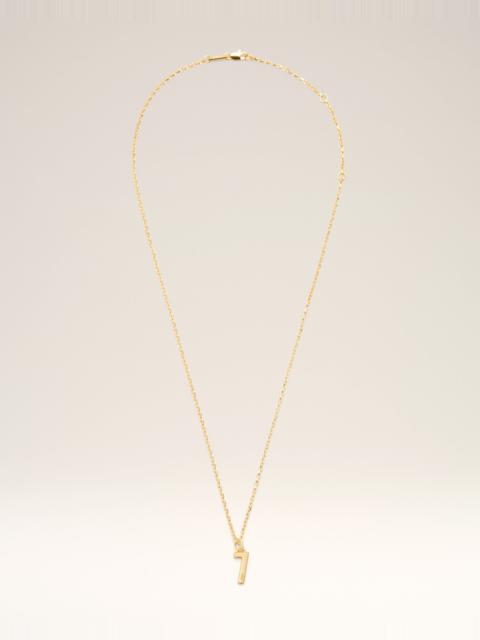 GOLD BRASS HAMMERED "7" PENDANT NECKLACE