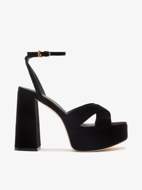 Dolly X Platform Sandal In Black Suede