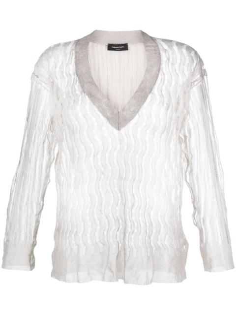 open-knit V-neck jumper