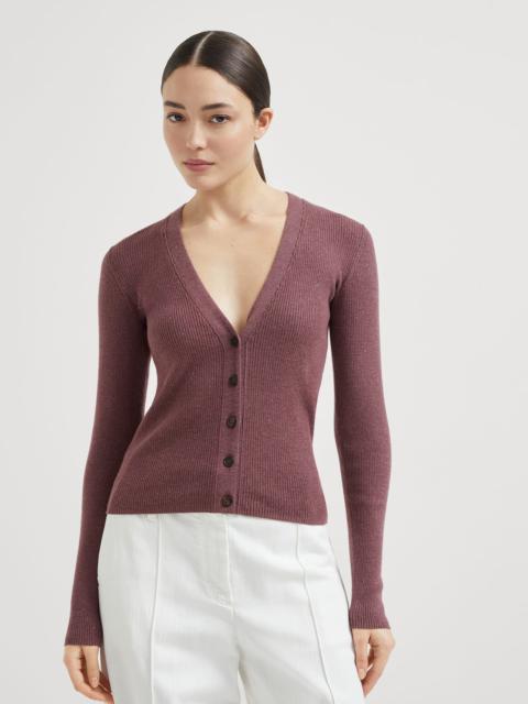 Sparkling cashmere lightweight rib cardigan