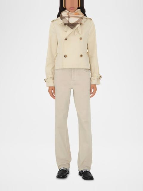 Watercolor Check-Print Silk Scarf