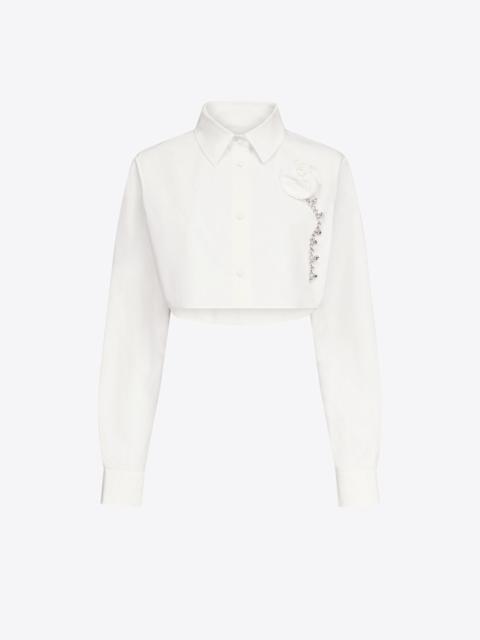 CRYSTAL ROSETTE POPLIN CROPPED SHIRT