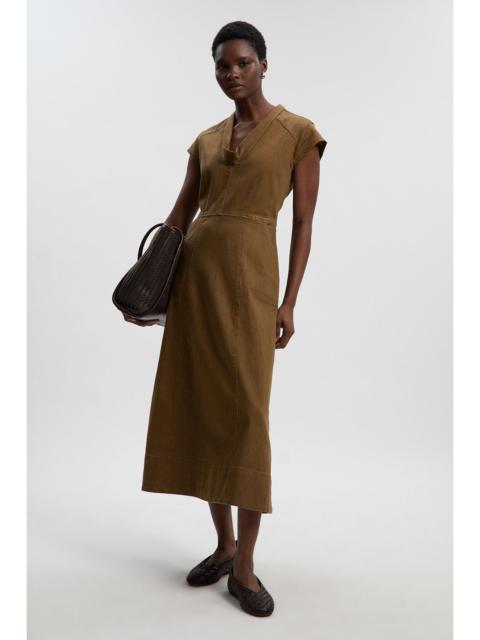 Denim Cowl Neck Midi Dress