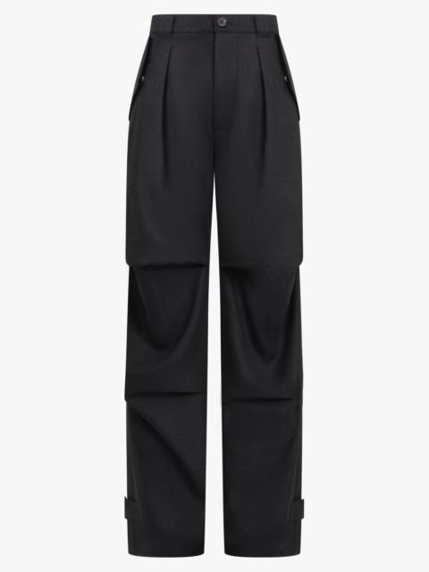 TECHNICAL SHINY WOOL PANTS | BLACK