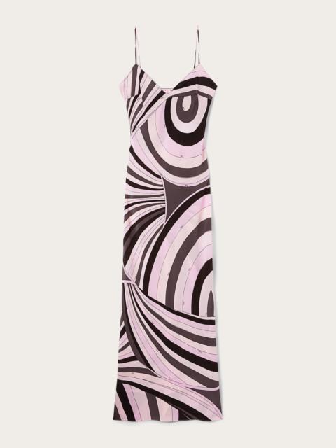 IRIDE PRINT LONG CRÊPE DE CHINE DRESS