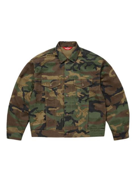 jacquard logos denim trucker jacket