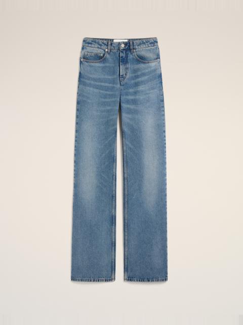 BLUE COTTON FLARE FIT JEANS