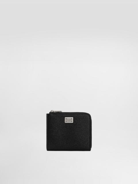 Calfskin card holder with branded plate