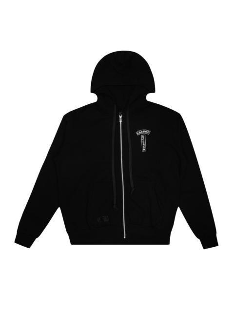 トップス hth heart logo zip hoodie black Chrome Hearts Black Leather Horseshoe Logo Zip Up Hoodie