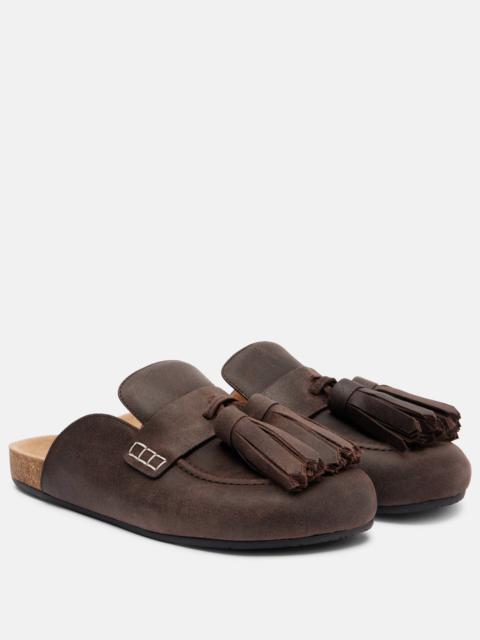 Tassel suede mules