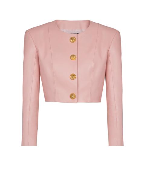 Cropped lambskin jacket