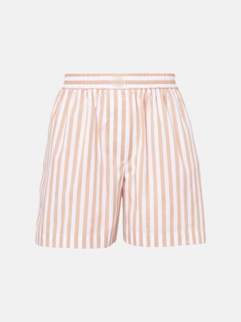 Striped cotton and silk Bermuda shorts