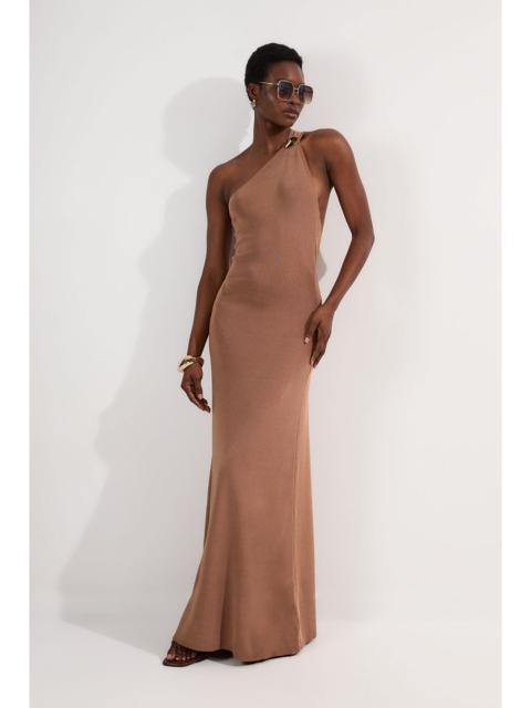 Slinky Backless Knitted Dress With Hardware Detail