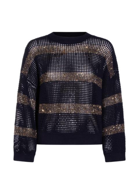 sequin-embellished open-knit sweater
