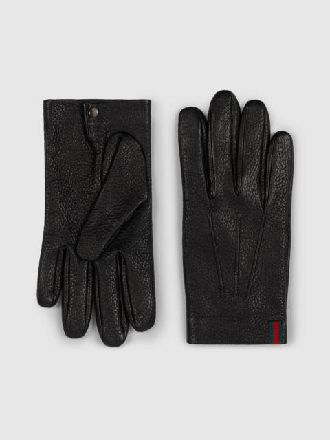 Grainy leather gloves with Web