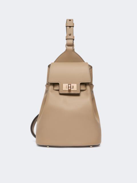 Leather, one-shoulder Margaux backpack - MUD