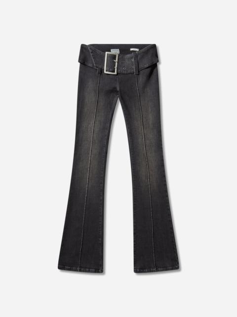 Women's Belted Bootcut Pants Black Sanded Wash