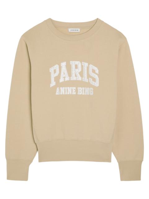 Anine Bing Harry Shrunken Logo-appliquéd Cotton Sweatshirt