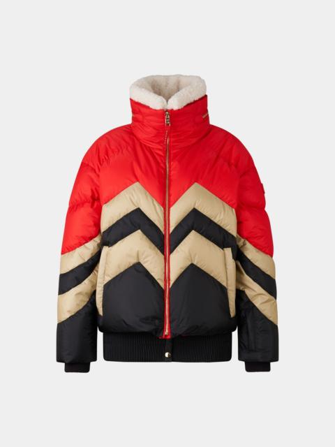 Valea down ski jacket in Red/beige/black