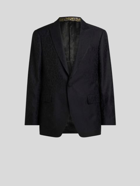 SINGLE-BREASTED JACKET IN WOOL- AND COTTON-BLEND JACQUARD FABRIC WITH ANIMAL MOTIF