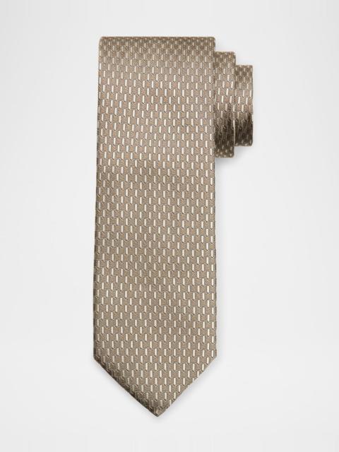 Men's Tonal Geometric Jacquard Silk Tie