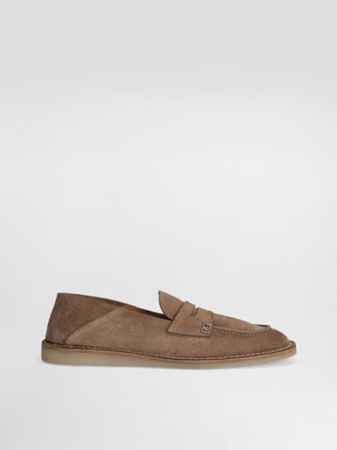 Reversed calfskin slipper