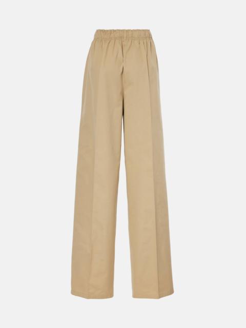 Cotton poplin straight pants