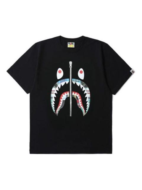 A Bathing Ape Half Zip Shark Face T-Shirt 'Black' 1G30-110-049