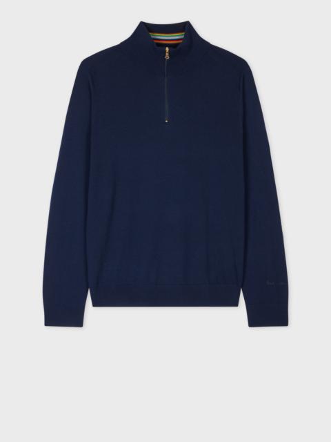 Navy Merino Wool Half-Zip Sweater