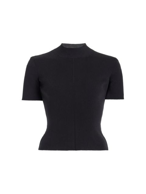 Ribbed Silk-Blend Top black