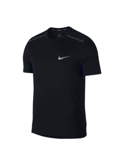 Men's Nike Solid Color Logo Round Neck Casual Short Sleeve Black T-Shirt 892814-010