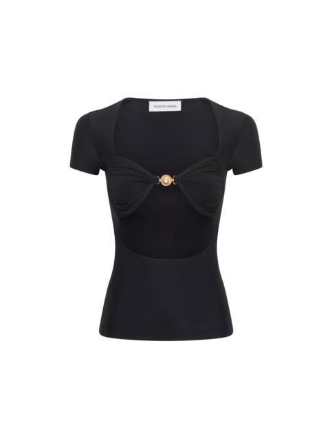 Draped Jersey Open Chest Top