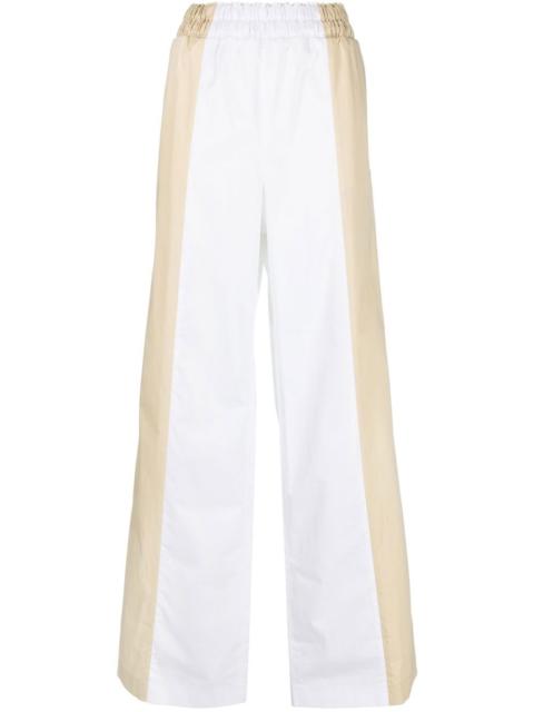two-tone wide-leg trousers
