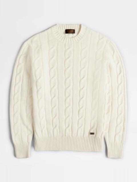 CASHMERE BLEND ROUND-NECK PULLOVER - GREY