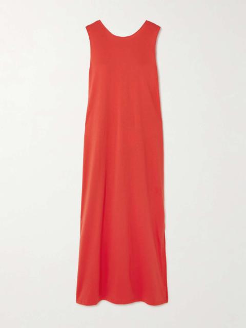 Rayna knotted Pima cotton-jersey maxi dress Red