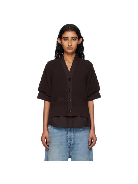 Brown Suiting Mix Knit Cardigan