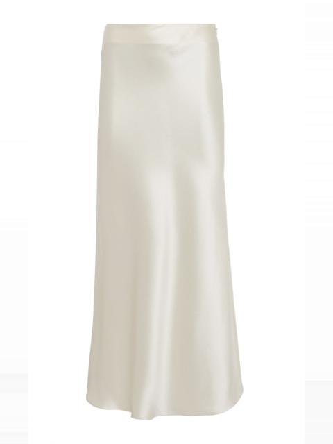 Frei Maxi Skirt in Ivory Silk Satin