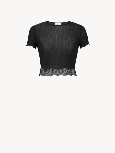 LACED T-SHIRT IN RIBBED SILK