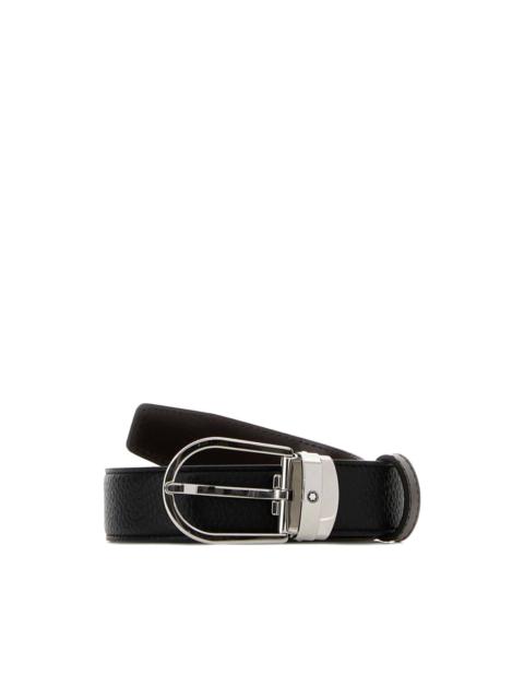 Horseshoe leather reversible belt