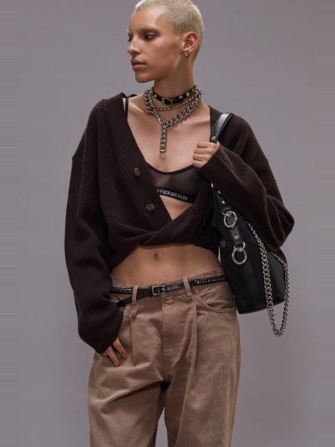 TWISTED FRONT RIBBED CARDIGAN