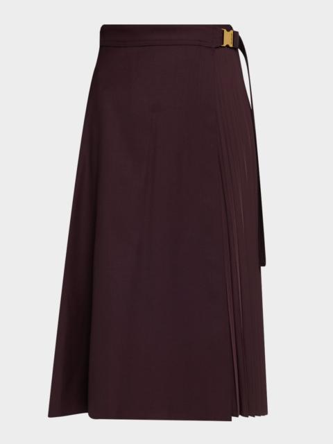 Pleated Midi Wrap Skirt