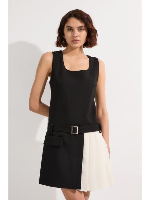 Compact Stretch Pleated Skirt Mini Dress