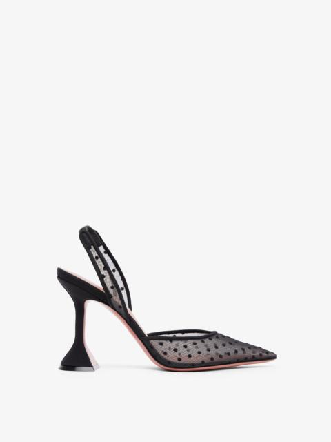 Holli 95 black polka dot lace slingbacks
