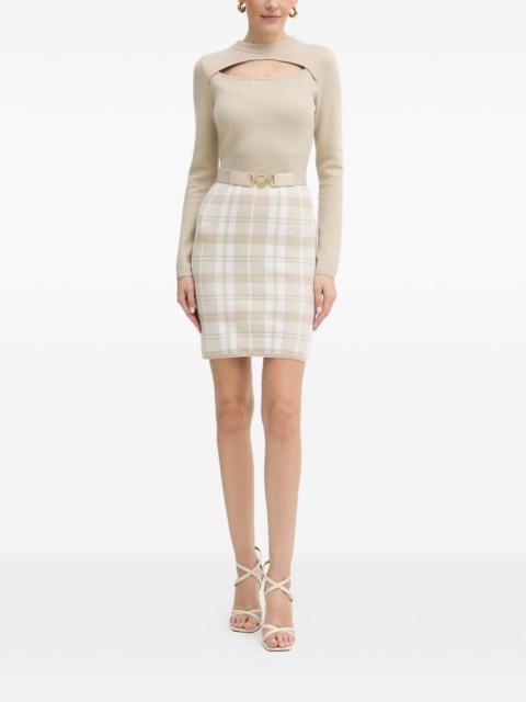 cutout check mini dress