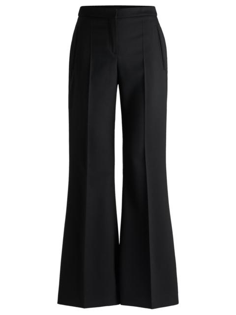 REGULAR-FIT FLARED TROUSERS IN WOOL TWILL