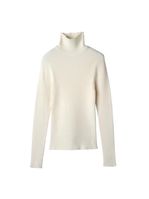High collar fitted jumper Ecru - Knit