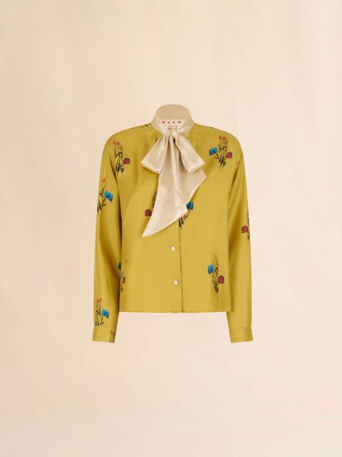 YELLOW SILK TWILL SHIRT WITH TULIP PRINT
