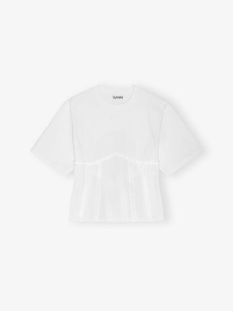 WHITE COTTON TIE BACK T-SHIRT
